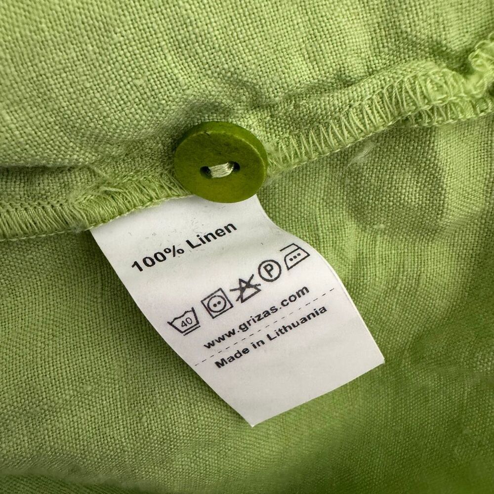 Grizas Lime Green Linen Button Down Top L - Picture 5 of 6